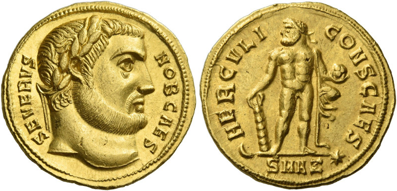 Severus II caesar, 305 – 306.
Aureus, Antiochia circa 305, AV 5.33 g. SEVERVS –...