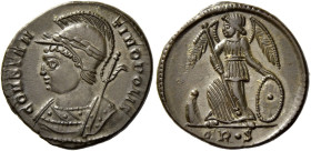 Constantine I, 307 – 337. 
Commemorative issue. Follis, Treviri circa 332-333, Æ 2.77 g. CONSTAN – TINOPOLIS Laureate, helmeted, bust of Constantinop...
