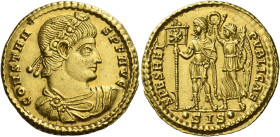 Constans, 340 – 350. 
Solidus, Siscia circa 337-340, AV 4.48 g. CONSTAN – S P F AVG Diademed, draped and cuirassed bust of r. Rev. SPES REI – PVBLICA...