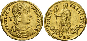 Constans, 340 – 350. 
Solidus, Thessalonica 337-340, AV 4.41 g. FL IVL CON – STANS P F AVG Laureate and rosette-diademed, draped and cuirassed bust r...