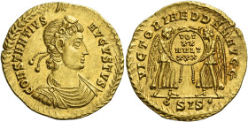 Constantius II augustus, 337– 361. 
Solidus, Siscia 340-350, AV 4.37 g. CONSTANTIVS – AVGVSTVS Laurel and rosette-diademed, draped and cuirassed bust...