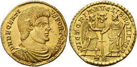Decentius caesar, 351 – 353. 
Solidus, Treveri 353, AV 4.56 g. D N DECENTI – VS FORT CAES Bare-headed, draped and cuirassed bust r. Rev. VICTORIA' AV...