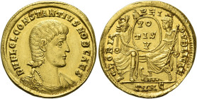 Constantius Gallus caesar, 351 – 354. 
Solidus, Nicomedia 351-354, AV 4.35 g. D N FL CL CONSTANTIVS NOB CAES Bare-headed, draped and cuirassed bust r...