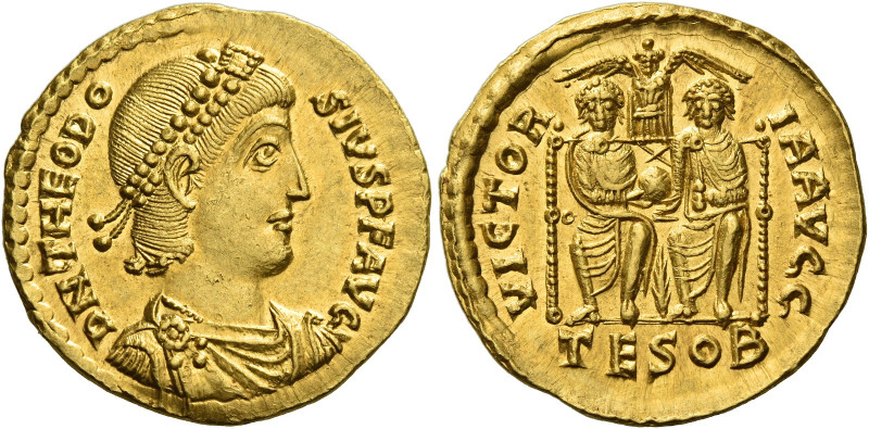 Thedosius I, 379 – 395. 
Solidus, Thessalonica circa 379, AV 4.44 g. D N THEODO...