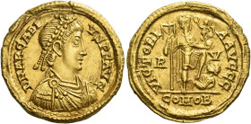 Arcadius, 383 – 408. 
Solidus, Ravenna 402-408, AV 4.44 g. D N ARCADI – VS P F AVG Pearl-diademed, draped and cuirassed bust r. Rev. VICTORI – AAVGGG...