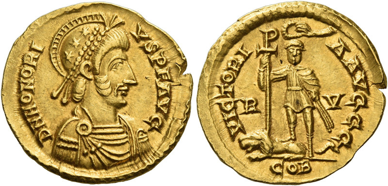 Honorius, 393 – 423. 
Solidus, Ravenna after 408, AV 4.47 g. D N HONORI – VS P ...