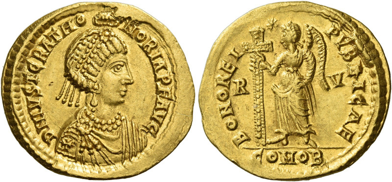 Justa Gratia Honoria, sister of Valentinian III. 
Solidus, Ravenna circa 430-44...