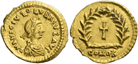 Olybrius, March (?) – 23 October 472. 
Tremissis, Mediolanum March (?)-23 October 472, AV 1.47 g. D N ANICIVS (S reverted) OLVBRIVS (S reverted) AVG ...
