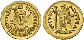The Ostrogoths, Theoderic, 493 – 526. 
Pseudo-Imperial Coinage. In the name of Anastasius, 491-518. Solidus, uncertain mint 491-528, AV 4.44 g. DN AN...