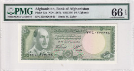 Afghanistan, 50 Afghanis, 1967, UNC, p43a
PMG 66 EPQ
Estimate: USD 50-100