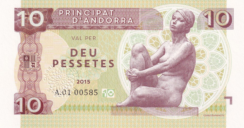 Andorra, 10 Pessetes, 2015, UNC, 
Estimate: USD 125-250