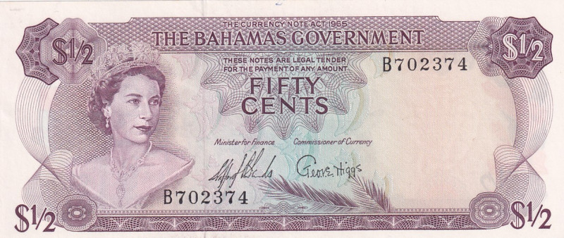 Bahamas, 1/2 Dollar, 1965, UNC, p17a
Queen Elizabeth II Portrait
Estimate: USD...