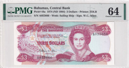Bahamas, 3 Dollars, 1984, UNC, p44a
PMG 64, Queen Elizabeth II Portrait
Estimate: USD 30-60