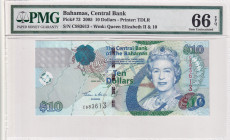 Bahamas, 10 Dollars, 2005, UNC, p73
PMG 66 EPQ, Queen Elizabeth II. Potrait
Estimate: USD 100-200