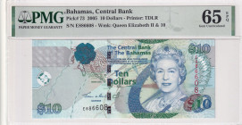 Bahamas, 10 Dollars, 2005, UNC, p73
PMG 65 EPQ, Queen Elizabeth II Portrait
Estimate: USD 100-200