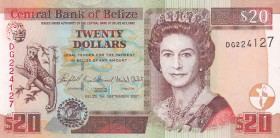Belize, 20 Dollars, 2007, UNC, p69c
Queen Elizabeth II Portrait
Estimate: USD 40-80