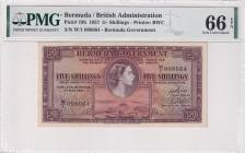 Bermuda, 5 Shillings, 1957, UNC, p18b
PMG 66 EPQ, Queen Elizabeth II Portrait
Estimate: USD 125-250
