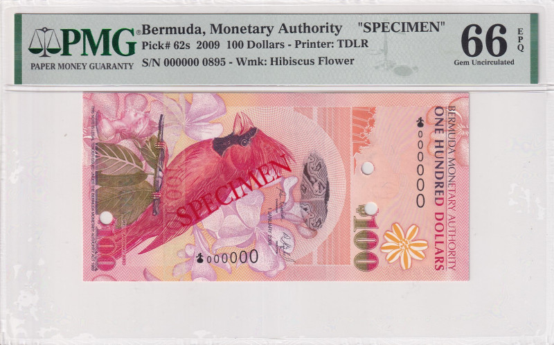 Bermuda, 100 Dollars, 2009, UNC, p62s, SPECIMEN
PMG 66 EPQ
Estimate: USD 250-5...