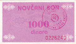 Bosnia - Herzegovina, 1.000 Dinara, 1992, UNC(-), p50c
'TRAVNIK'' (Banknote Receipt)
Estimate: USD 20-40
