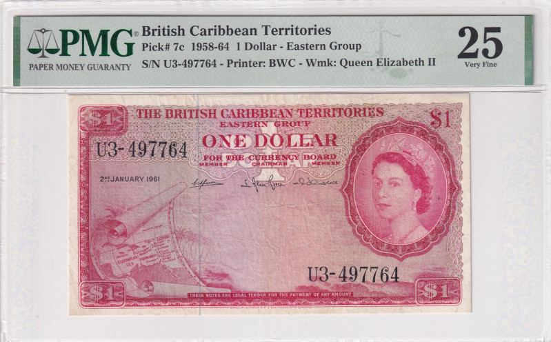 British Caribbean Territories, 1 Dollar, 1961, VF, p7c
PMG 25
Estimate: USD 75...