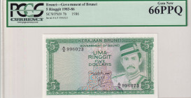 Brunei, 5 Ringgit, 1986, UNC, p7b
PCGS 66 PPQ
Estimate: USD 50-100