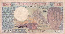 Cameroun, 1.000 Francs, 1978, VF, p16c
There are tears., Stained
Estimate: USD 20-40