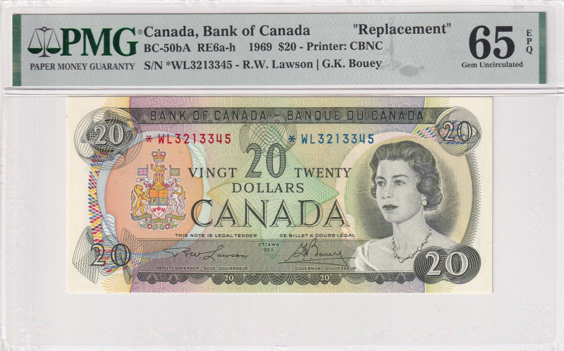 Canada, 20 Dollars, 1969, UNC, p89b, REPLACEMENT
PMG 65 EPQ, Queen Elizabeth II...