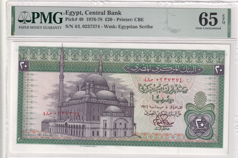 Egypt, 20 Pounds, 1976, UNC, p48
PMG 65 EPQ
Estimate: USD 35-70