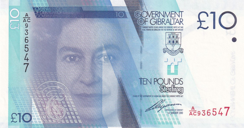 Gibraltar, 10 Pounds, 2010, UNC, p36
Queen Elizabeth II Portrait
Estimate: USD...