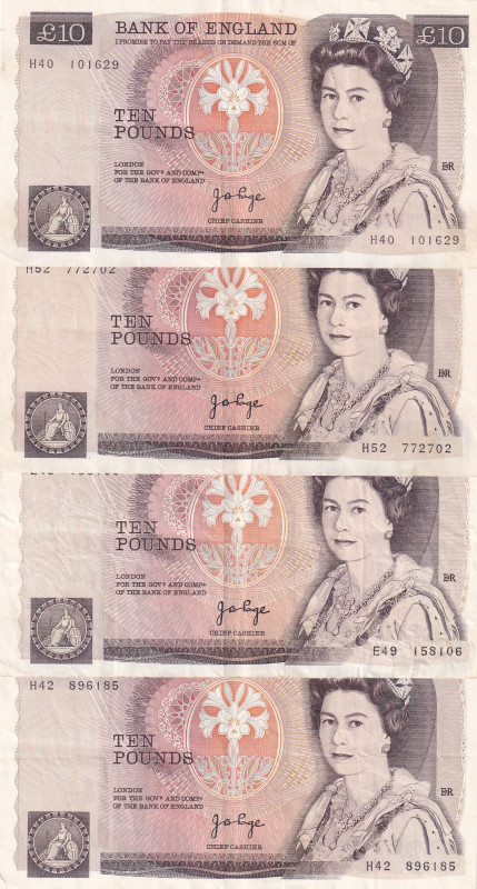 Great Britain, 10 Pounds, 1975/1992, p379a, (Total 4 banknotes)
In different co...