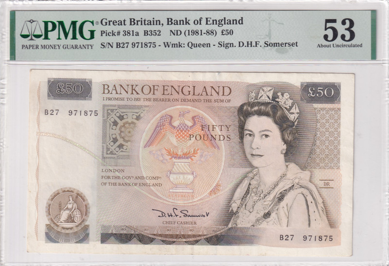 Great Britain, 50 Pounds, 1981/1988, AUNC, p381a
PMG 53, Queen Elizabeth II Por...