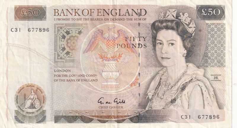 Great Britain, 50 Pounds, 1981/1993, VF, p381b
Queen Elizabeth II Portrait, Sta...