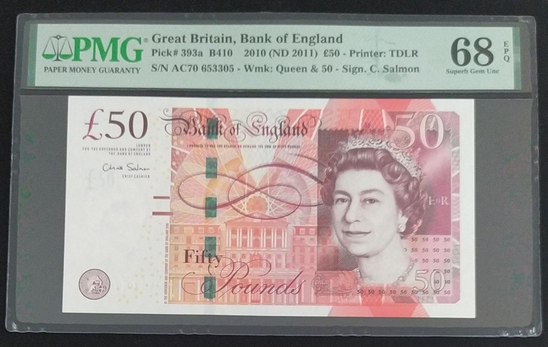 Great Britain, 50 Pounds, 2010, UNC, p393a
PMG 68 EPQ, High Condition , Queen E...