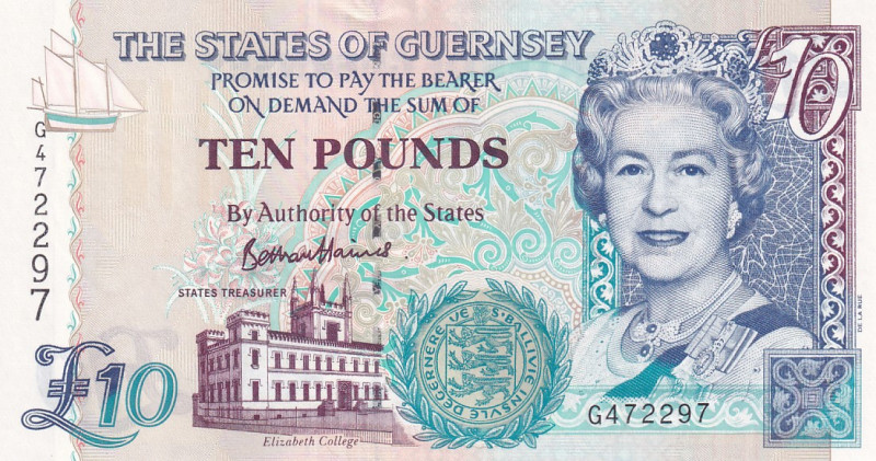 Guernsey, 10 Pounds, 2015, UNC, p57d
Queen Elizabeth II Portrait
Estimate: USD...