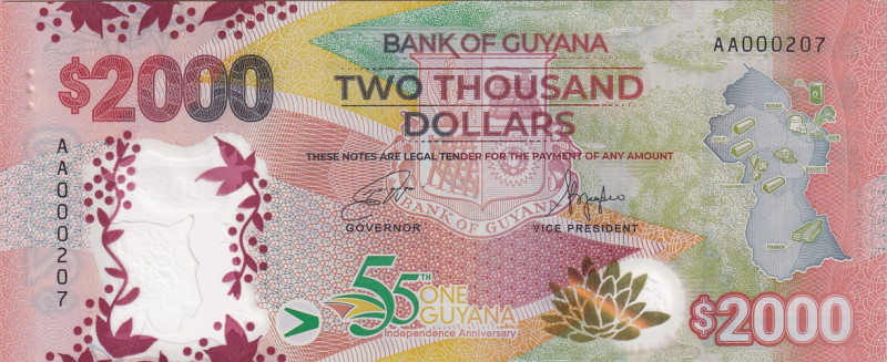 Guyana, 2.000 Dollars, 2021, UNC, p42
Commemorative banknote, polymer
Estimate...