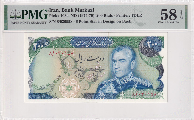 Iran, 200 Rials, 1974/1979, AUNC, p103a
PMG 58 EPQ
Estimate: USD 50-100