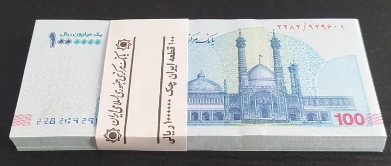 Iran, 1.000.000 Rials, 2022, UNC, p166, BUNDLE
(Total 100 Banknotes), Iran Cheq...