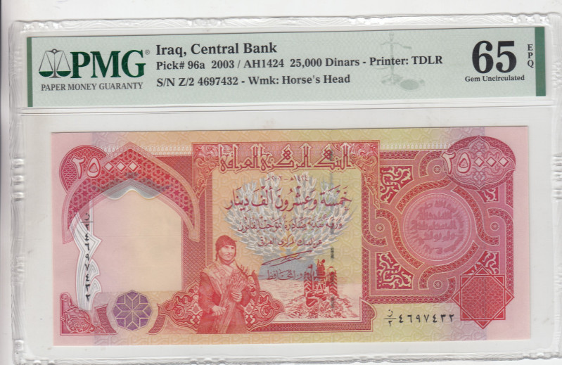 Iraq, 25.000 Dinars, 2003, UNC, p96a
PMG 65 EPQ
Estimate: USD 40-80