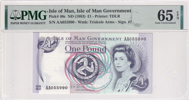 Isle of Man, 1 Pound, 1983, UNC, p40c
PMG 65 EPQ, Queen Elizabeth II. Potrait
...