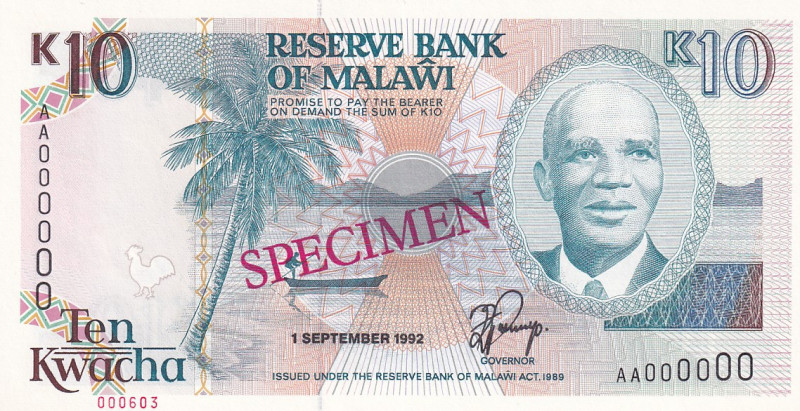 Malawi, 10 Kwacha, 1992, UNC, p25s, SPECIMEN
Estimate: USD 50-100