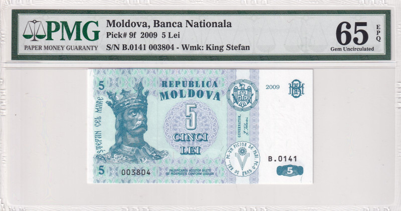 Moldova, 5 Lei, 2009, UNC, p9f
PMG 65 EPQ
Estimate: USD 25-50