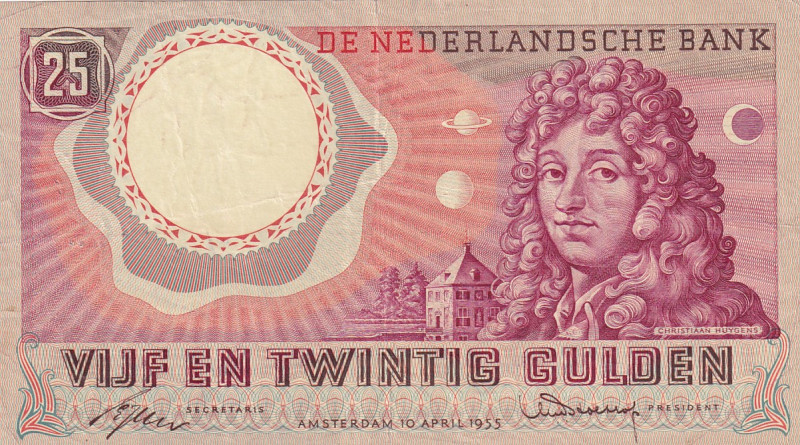 Netherlands, 25 Gulden, 1955, VF, p87
There are pinholes and spots.
Estimate: ...