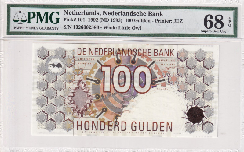 Netherlands, 100 Gulden, 1992, UNC, p101
PMG 68 EPQ, High Condition 
Estimate:...