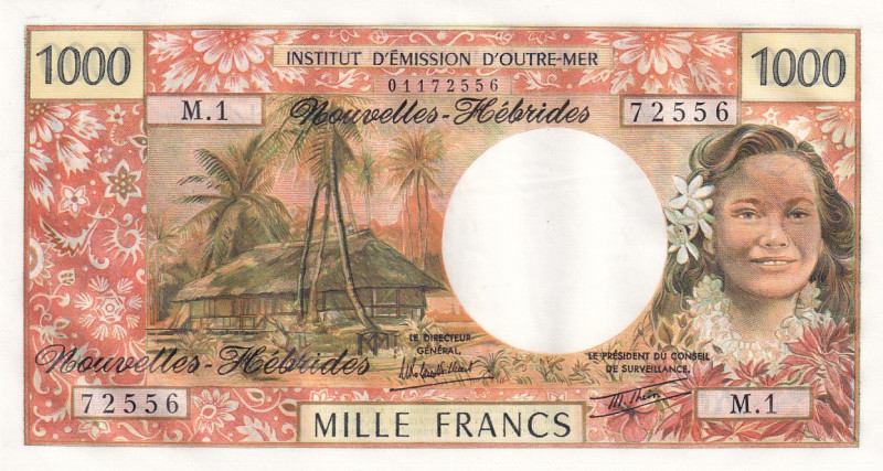 New Hebrides, 1.000 Francs, 1970/1980, UNC, p20c
There's a deck of losers.
Est...