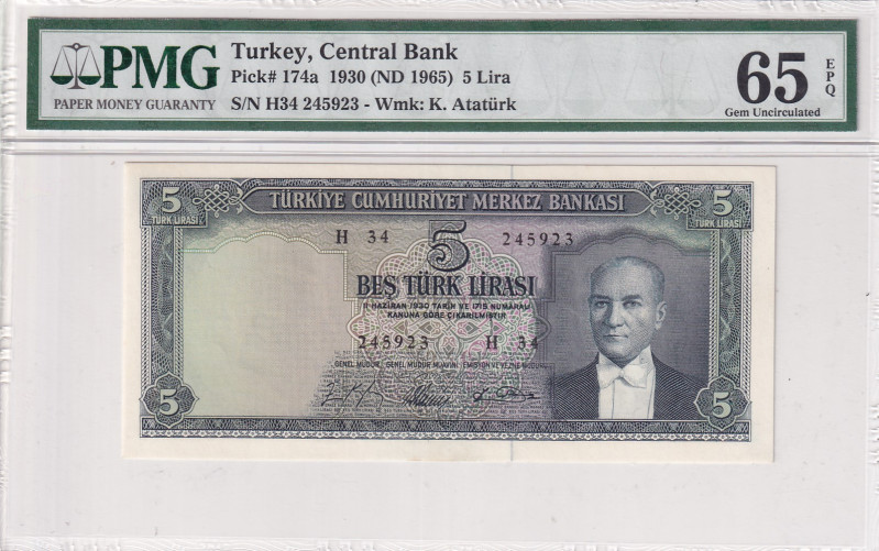 Turkey, 2,5 Lira, 1965, UNC, p174a, 5.Emission
PMG 65 EPQ
Estimate: USD 350-70...