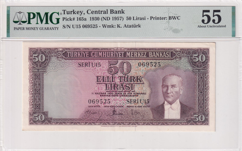 Turkey, 50 Lira, 1957, AUNC, p165, 5.Emission
PMG 55
Estimate: USD 600-1.200