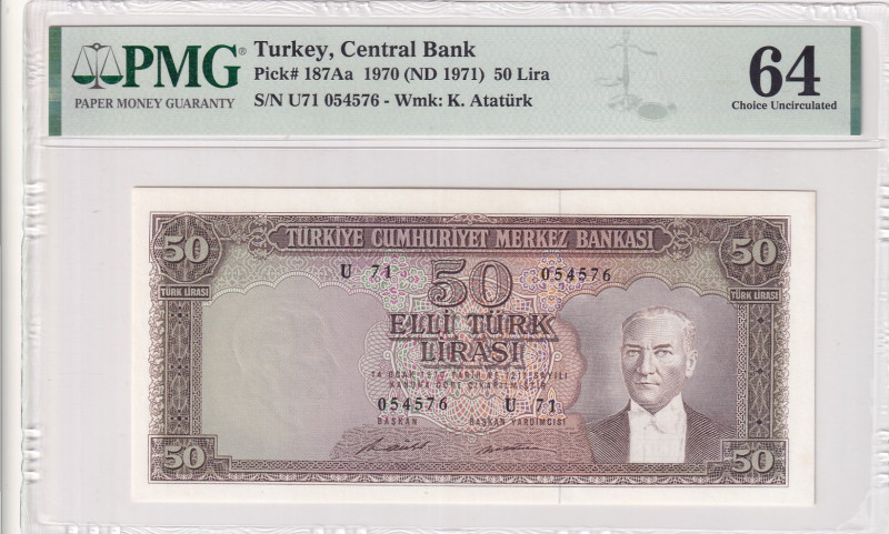 Turkey, 50 Lira, 1971, UNC, p187Aa, 5.Emission
PMG 64
Estimate: USD 100-200