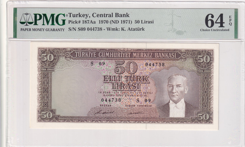 Turkey, 50 Lira, 1971, UNC, p187Aa, 5.Emission
PMG 64 EPQ
Estimate: USD 100-20...