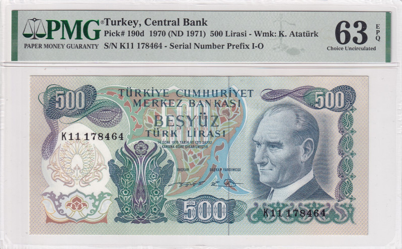 Turkey, 500 Lira, 1974, UNC, p190d, 6.Emission
PMG 63 EPQ, K Series
Estimate: ...