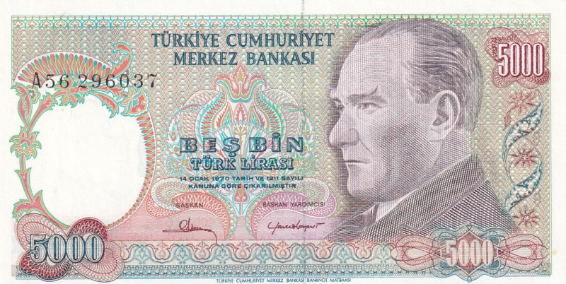 Turkey, 5.000 Lira, 1981, UNC, p196A, 7.Emission
Light handling
Estimate: USD ...